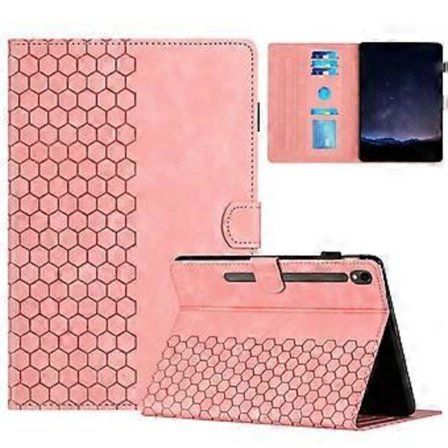 Präglad PU-fodral för Samsung Galaxy Tab S9 / S9 FE (Rosa)