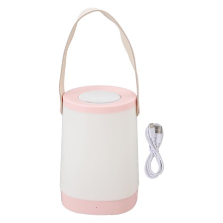 Pink Bluetooth-højtaler med HiFi-lyd, genopladelig radio, trådløst udendørs design med LED-stemningslys og håndtag
