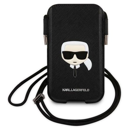 Karl Lagerfeld Saffiano Ikonik Karl's Head håndtaske - Sort