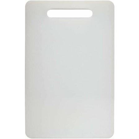 Plastskärbräda med handtag, livsmedelsgodkänt PP-material, BPA-fri, diskmaskinssäker, tjock skärbräda, stort handtag med lätt grepp, kök (vit)