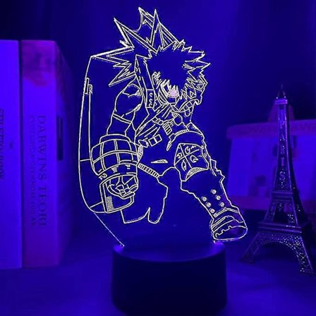 3D Natlampe Illusionslampe til Børn Anime My Hero Academia Katsuki Bakugo Lampe til Soveværelsesdekoration Fødselsdagsgave Tegneserie Spil Sove Lampe