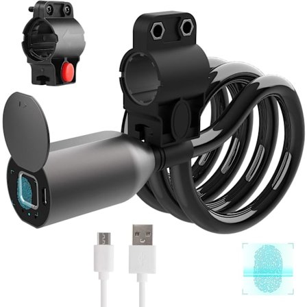 Cykel Lås, Smart Digital Fingeraftryk, 1,5m Nøgleløs Rustfrit Stål