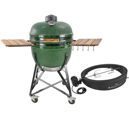 Kamado sumo kolgrill, grön + grillmästarens rotisseri och pizzaugn | Utematlagning > Grillar > Kamadogrillar | Bagaren och Kocken