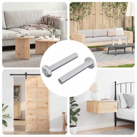 Bult - mutter - bricka Vidaxl Låslist Uni 2 st Silver M6 x 35 mm Stål