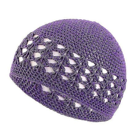 Handgjord Virkad Bomullsmössa Vinter Värme Unisex Hatt med Vete Stygn Design