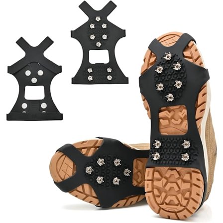 Issko til sko og støvler, silikone rustfri stålpigge, stegjern, skridsikre trækbøjler til gåture eller vandreture i sne og is Medium