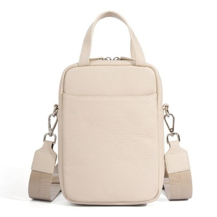 Stilfuld off-hvid læder Crossbody-telefontaske til kvinder