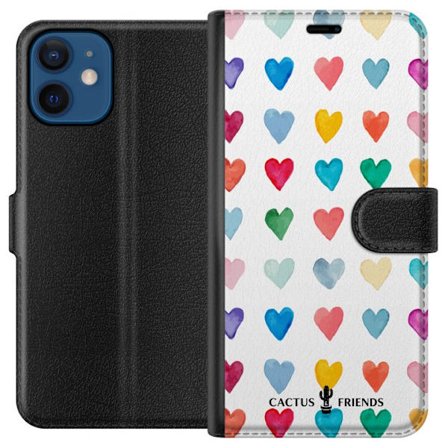 Yhteensopiva Lompakkokotelo Apple Apple iPhone 12 Cactus and Friends - Watercolor Love Grid