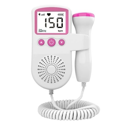 Rosa Hem Fetal Doppler, Baby Pocket Hjärtfrekvens Doppler Hjärtmonitor för Graviditet och Tydligt Test