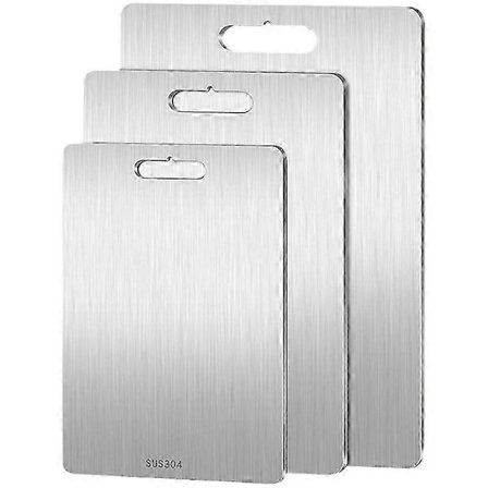 3 stk. skærebrætsæt i rustfrit stål - Let at rengøre, køkkenspecifikt sæt (FMY)