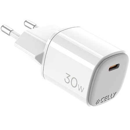 Celly Snabbladdare GaN 1 x USB-C PD 30W - Vit