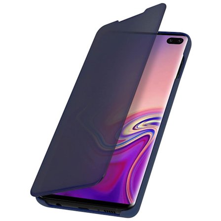 Flip Case, Speil Case for Galaxy S10 Plus, Stående Cover - Mørkeblå