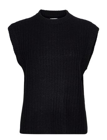 Nordby O-Neck Knit Waistcoat Black NORR