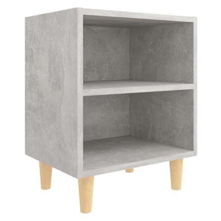 Vidaxl Sängbord Med Ben I Massivt Trä Betonggrå 40x30x50 Cm Grå