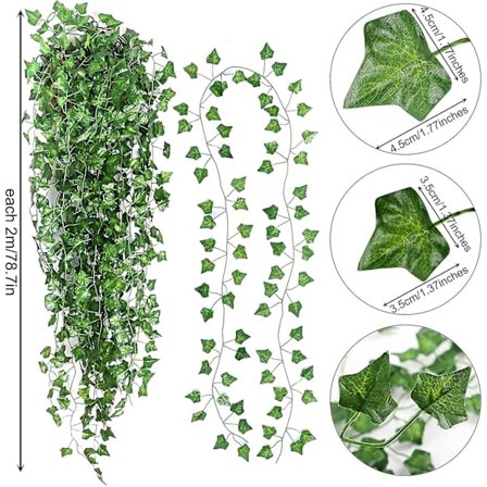 Falske Vinstokke Falske Efeu Blade Kunstig Efeu, Efeu Krans Grønne Blade Vinstokke, Som Vist I Et Sæt