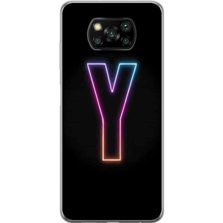 Kompatibelt Mobildeksel til Xiaomi Xiaomi Poco X3 NFC Minimalistisk neonbokstav Y i fargeskiftende lys mot svart bakgrunn