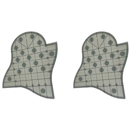 Kamskjellformet quilte-mal, hjemmelagde skreddersydde syverktøy, kamskjellformet lappeverklinjal, 2 stykker