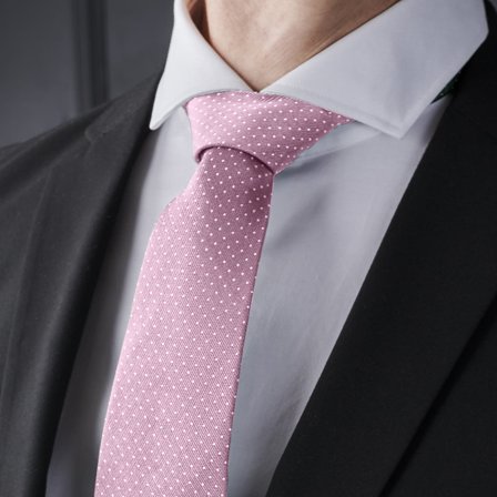 Corbata de 8 cm de seda rosa con lunares para hombres - Corbatas estampadas