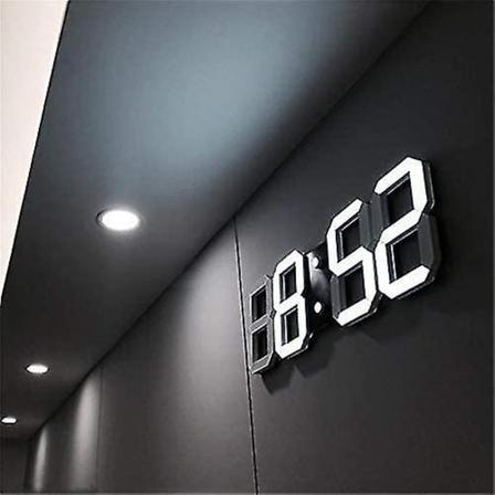 3D LED Väggklocka Modern, 12/24 Tids-/Datumvisning Alarm, Justerbar Ljusstyrka, Temperatur