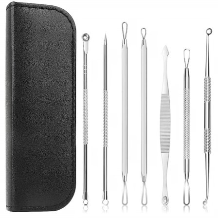 Værktøjssæt til hudorme med 7 værktøjer til ansigtsrensning