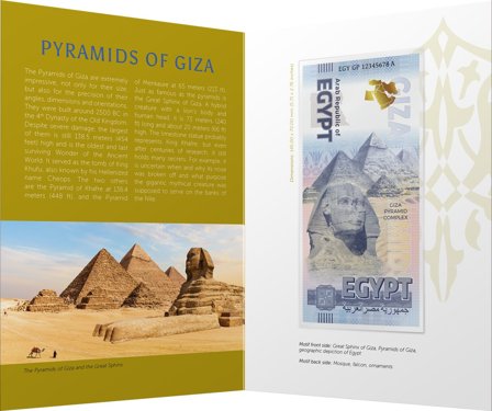 Egypten - Giza-pyramiderne - Souvenir pengeseddel i folder