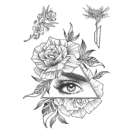 Fashion Tattoo Sticker Temporary Black Roses Design Full Flower Arm Big Fake Tattoo Sticker Body Art Decal Qinhai