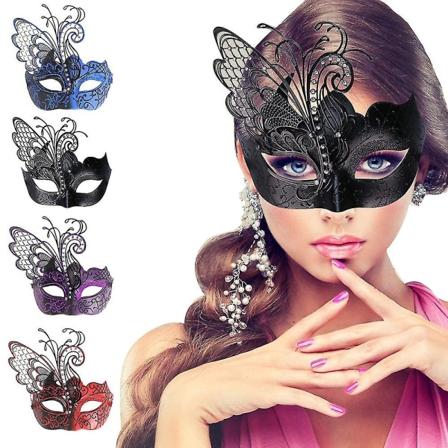 Halloween Karneval Påsk Cosplay Mask Party Kostym Huvudbonad Metall Järn Fjäril Maskerad Mask Black
