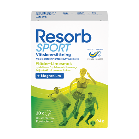 Resorb Sport Brusetablett, Hylleblomst og lime, 2 x 10 stk