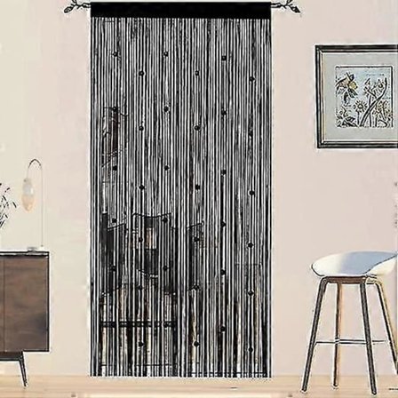 Helmilliset oviverhot (musta 100 * 200cm), lentävät verhot oviin, ikkunoihin, huoneen jakajiin, oviaukkojen paneeleihin, olohuoneen kaappiverhot