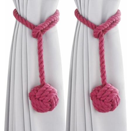 2-pakning gardinholdere, gardinholdere, gardinholdere, håndstrikkede bomullsrep-holdere, klips for soverom (rosa rød)