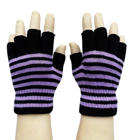 Torgvantar, korta & fingerlösa - Randiga - Lila