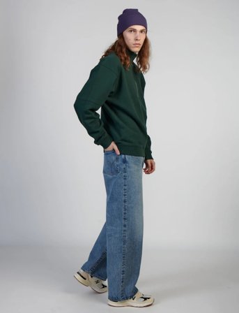 Edwin Koji Half Zip Sweat - Green - L