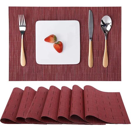 6x Bordbrikker, Vevde Bordbrikker, Vaskbare, Sklisikre, Slitesterke, Varmebestandige, for Kjøkken, Spisebord, Hotell, Bordbrikker 30 x 45 cm, Rødvin