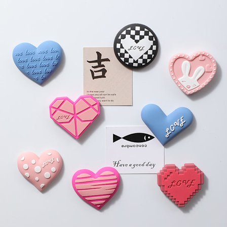 8 bitar av söt kärlek stereo mjukt lim kylskåp klistermärke kreativ magnet anslagstavla magnetisk klistermärke