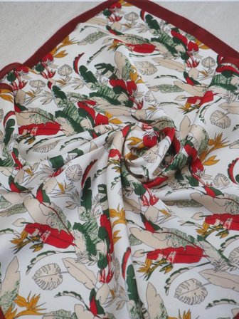 7Days Satengskjerf Bordeaux/Grønn 70x70