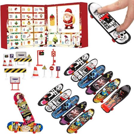 Fingerboard Fingertopper Adventskalender 2024, Jultelling Finger Skateboard Kult Lekesett Mini Skateboards, Finger Skateboards Adventskalender