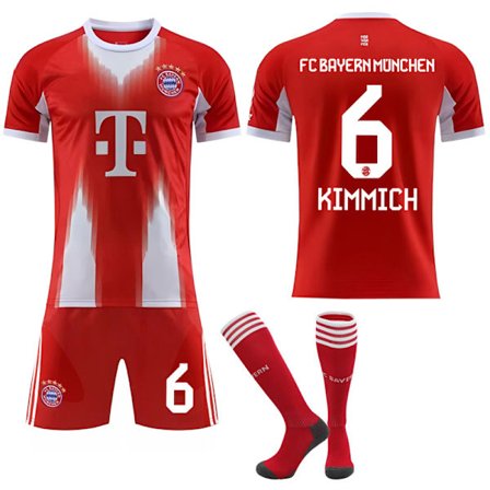 2025-2026 Bayern München Hjemme Børne Voksen Fodboldtrøje med Strømper No.6 KIMMICH-FF-