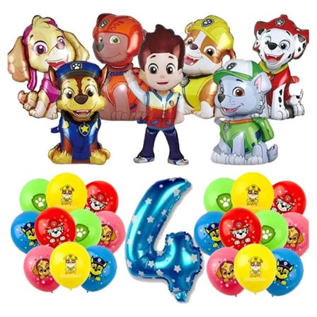 Paw Patrol Födelsedagsdekorationer Kalastillbehör Set Ballonger Bakgrund Tallrikar Mugg Tårtdekoration Paw Patrol Klistermärken Kalas xa0Presenter 