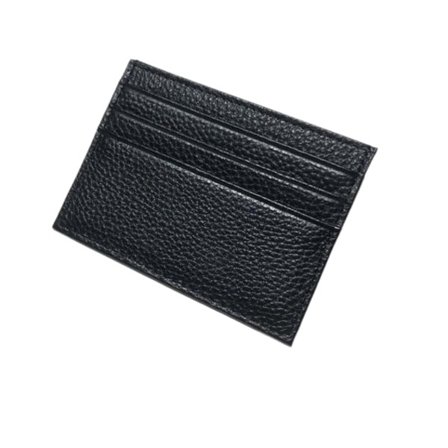 INF Tynd kortholder i ægte læderpung med 6 kortlommer Sort