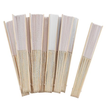 10 stk. 21 cm Hvid Farve Stof Hånd Vifte, Silke Hånd Vifte Bryllup Fest (hvid)