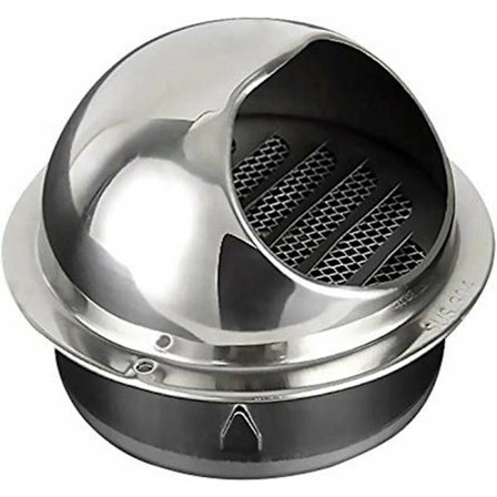 Ventilationshætte til udendørs brug, udvendig ventilationshætte i rustfrit stål med vejrbestandig skærm, halvkugleformet regntæt vindhætte til vægluft