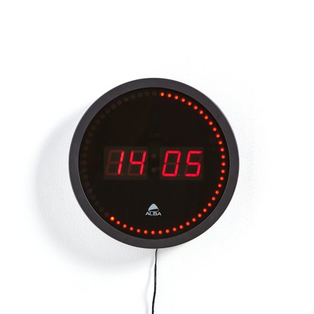 Wanduhr, digital, Ø 300 mm, schwarz