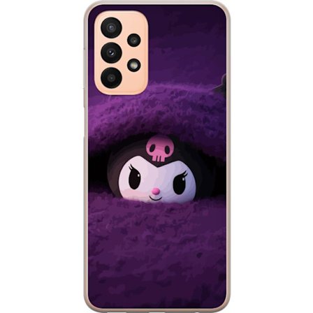 Yhteensopiva Puhelinkuori Samsung Galaxy A23 Kuromi lilassa pörröisessä ympäristössä, jossa on salaperäinen kawaii-suunnittelu.