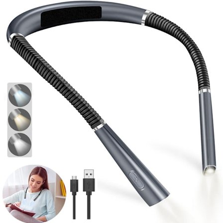 LED Læselampe, Nakkelampe Håndfri Fleksibel Rundt om Nakken Batteri, Genopladelig Nakkelampe, Perfekt til Læsning Strikning Reparation