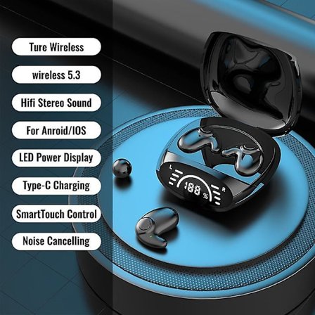 Osynliga Trådlösa Hörlurar för Sömn med Laddningsfodral Bluetooth 5.3 Dolda Öronproppar Lätta Vattentäta Brusreducerande Sport Stereo Musik Hörlurar