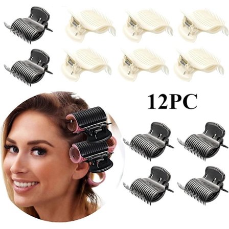 12 st Varma Rullklämmor Hår Curler Kloklämmor Ersättningsrullklämmor (Svart och vit)