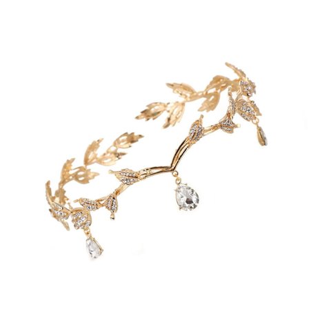 Jumalatar Tiara, Haltiaprinsessa Tiara, Kristallitimantti Hääpanta Kristallihelmi Otsapääkoriste Morsiamelle Morsiusneito Tytöille (16.5LX4H CM)