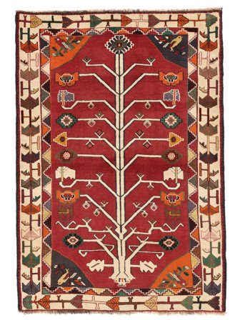Noué À La Main Ghashghaï Fine Tapis 115X165 De Laine Rouge Foncé/Marron Petit