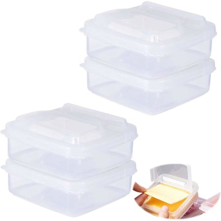 Skivad ostbehållare för kylskåp med flipplock, ostorganisatör, behållare för skivad ost