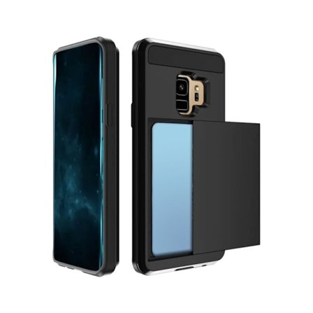 Skal med inbyggd korthållare för Samsung Galaxy S9 - Svart